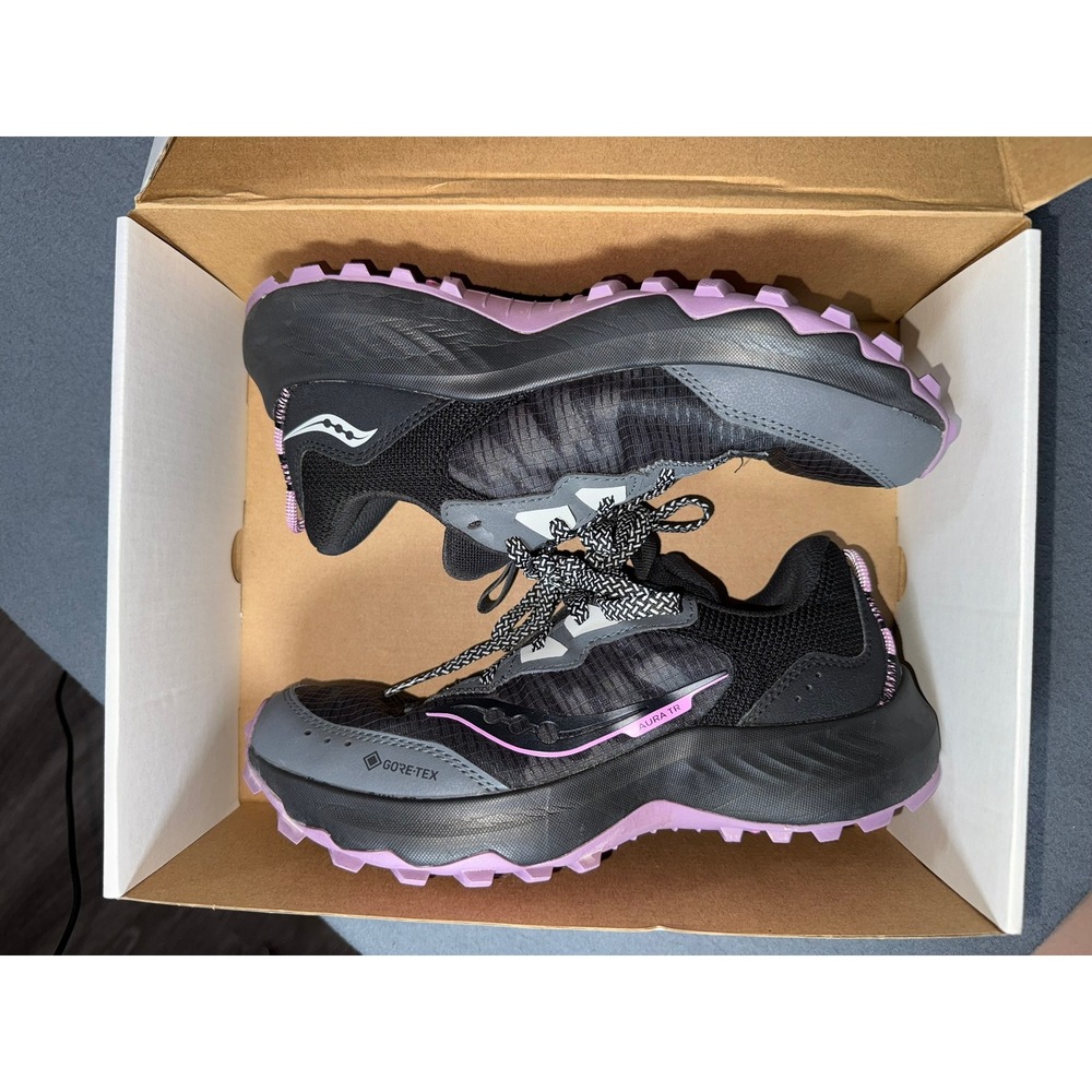 Saucony Aura TR GTX Gore-Tex Womens 7 Black Pink Trail Running Shoes S10866-10